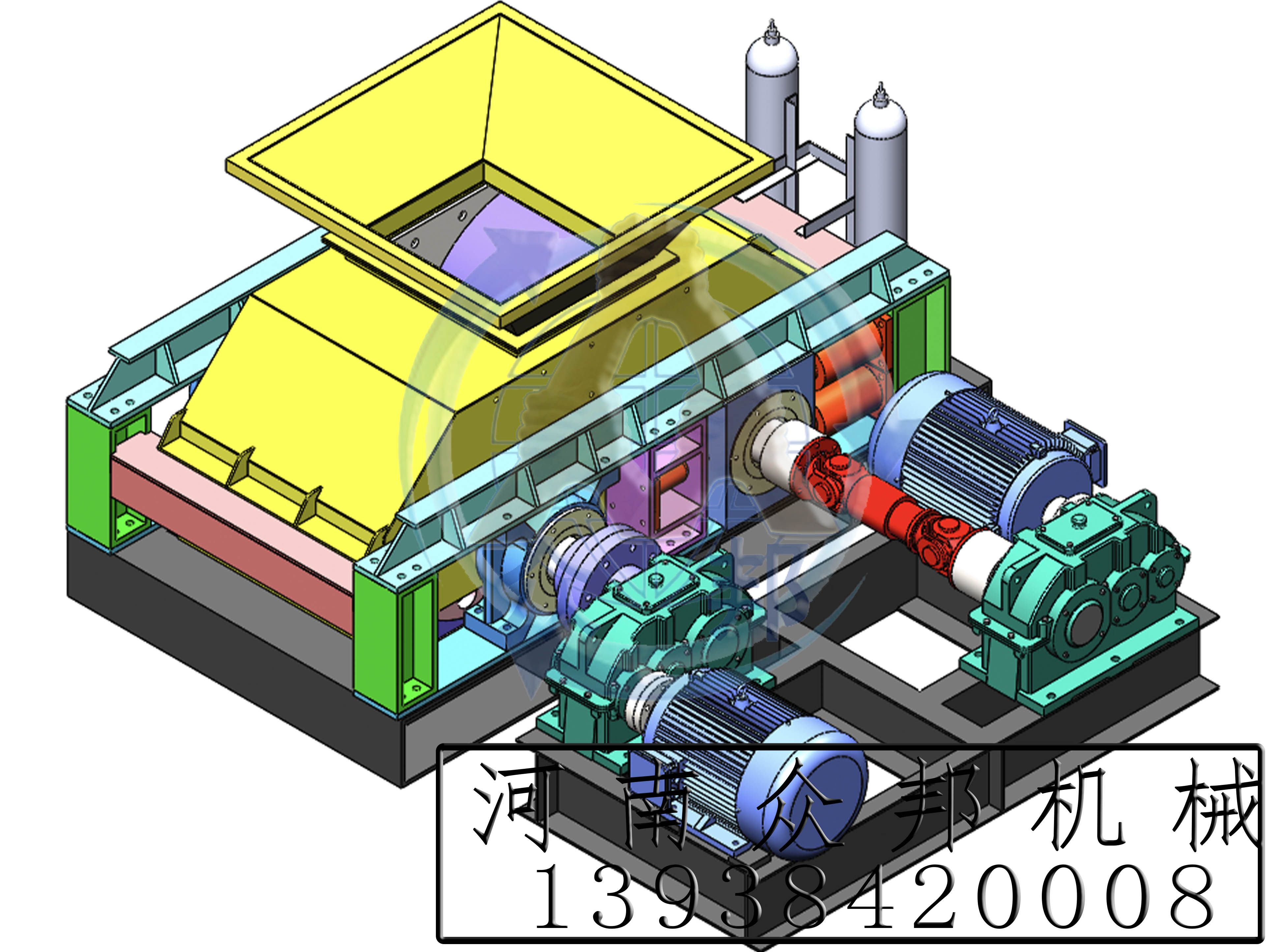 液壓對輥制砂機3D圖